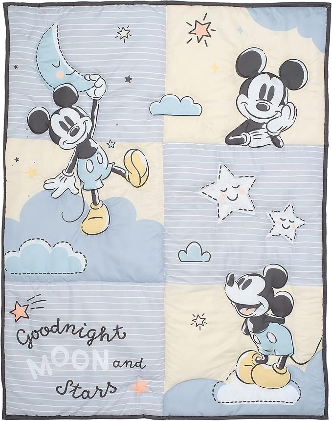 Lambs & Ivy Disney Baby Moonlight Mickey Mouse 3-Piece Nursery Crib Bedding Set