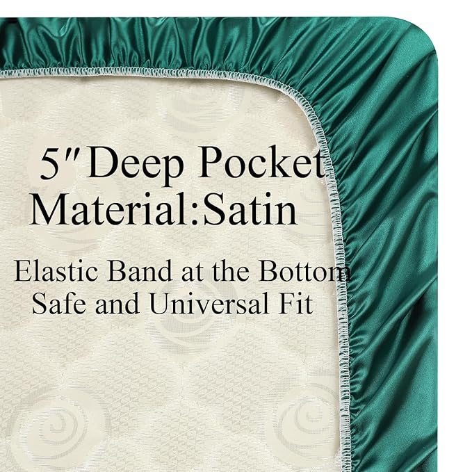 Knlpruhk Silk Pack and Play Sheet/Mini Crib Sheet 27" x 39" Surface (100% Pure Mulberry Silk) – 5" Deep Pocket (Satin) for Baby Hair 19 Momme 6A High Grade Fibers Ultra Soft Smooth Dark Green