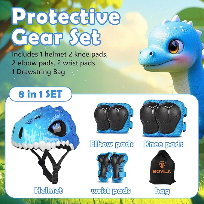 Toddler Kids Bike Helmet,3D Dinosaur Helmets for Boys Girls Infant/Baby to Children 1/2/3/4/5/6/7/8 Years Old Lightweight Adjustable Multi-Sports Bicycle Scooter Skateboard Skating Cycling