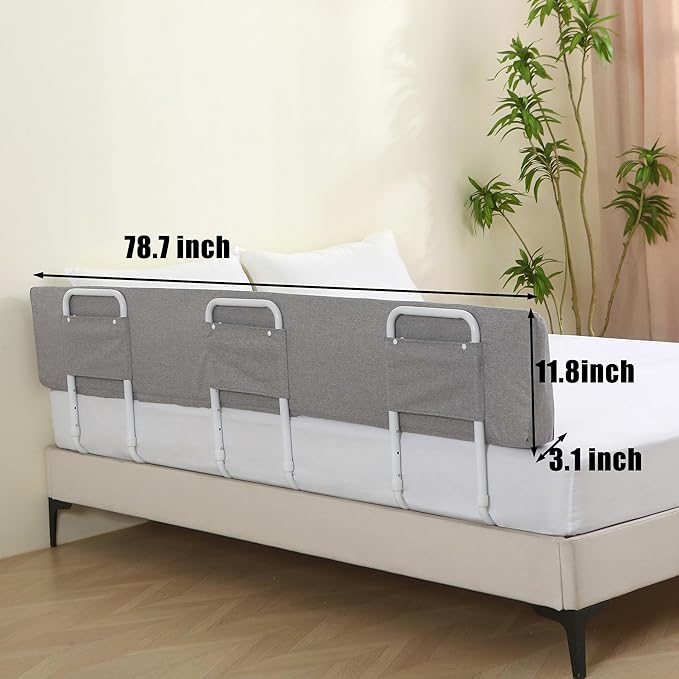 Bed Guard Rail for Toddlers, 78.7inch Foam Padded Toddler Bed Rails, Side Rails for Queen King Twin Full Size Bed, Bedrail for Toddler Safety
