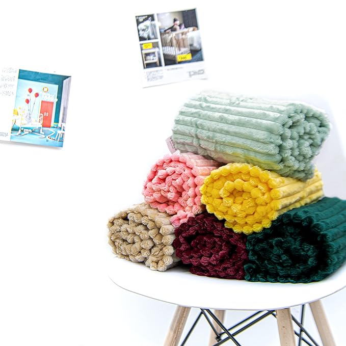 NTBAY Flannel Fuzzy Toddler Blanket, Fluffy Warm and Lightweight Reversible Stripes Design Baby Plush Blanket, 30 x 40 Inches, Yellow
