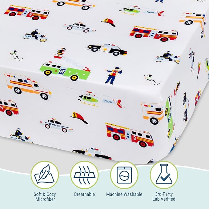 Wildkin Kids 100% Microfiber Crib Sheet – Soft, Breathable Fitted Sheet - Heroes