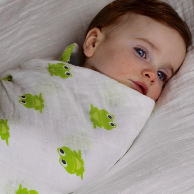 WeeSprout Organic Swaddle Blankets, Set of 2 muslin swaddle blankets, GOTs Certified Organic Cotton, Extra Large 47” x 47” for Easy Swaddling, Breathable Muslin Weave Organic Baby Blanket, Natural Dye