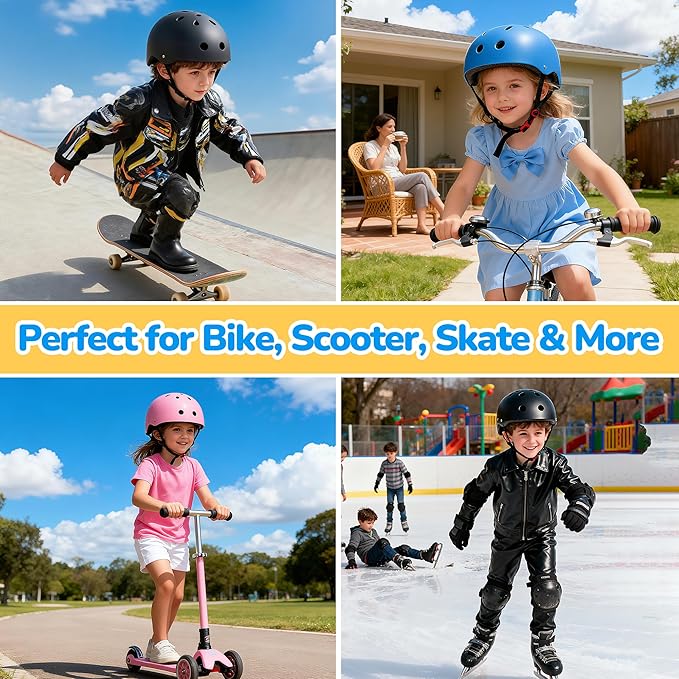 Kids Bike Helmet, Toddler Helmet for Youth Boys Girls Ages 3-14 Year Old, Adjustable Fit & Lightweight, Multi-Sport Safety for Skateboard Skating Bicycle Scooter Cycling
