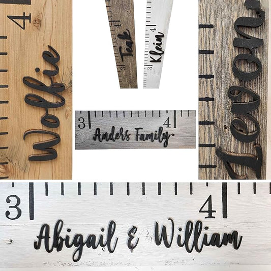 Rockin' Wood Custom Name Growth Chart Reclaimed Wood Naturally Weathered Hand Painted Kids Toddler Children Ruler Style Growth Measurement Chart No Vinyl Weathered Grey