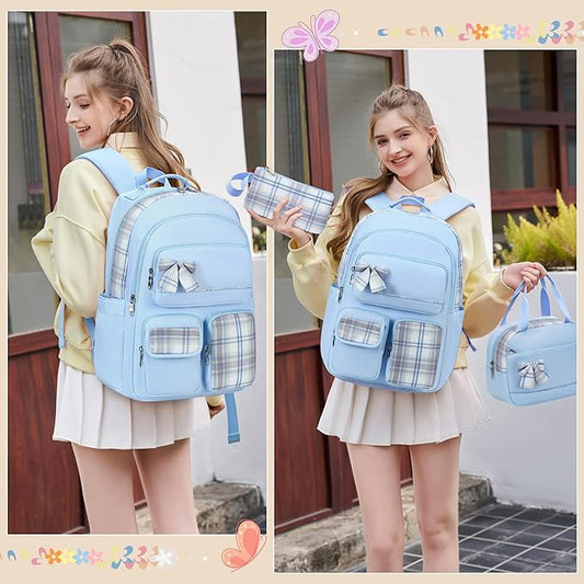 KIDNUO Backpack for Girls,School Backpacks for Teen,Cute College Bags for Women Students Large Bookbag 15.6 Inch Laptop Bag Back Pack Kids Kindergarten Elementary Casual Travel Daypacks Blue