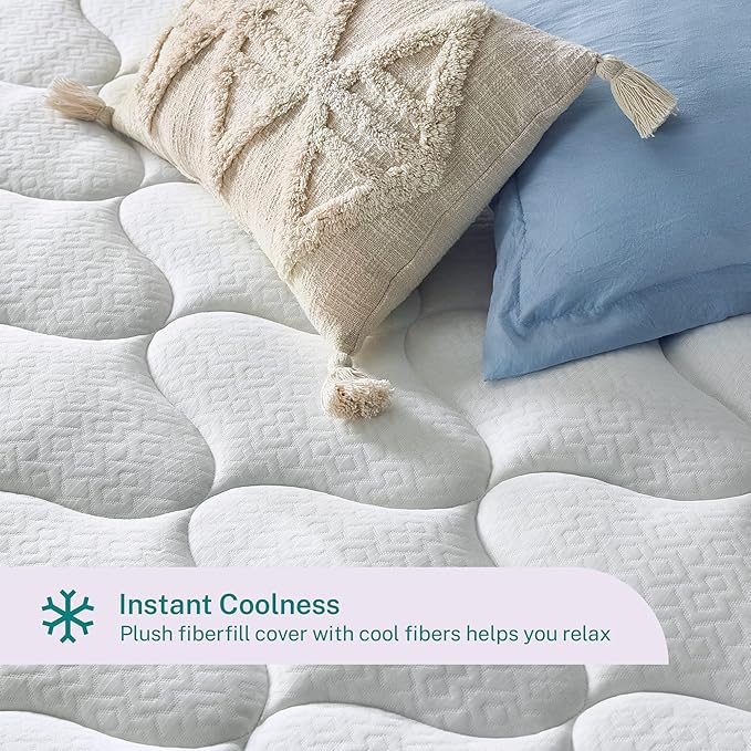 Sleep Innovations Cooling Comfort Gel Memory Foam Dual Layer Mattress Topper, 4 Inch, Full Size, Pillow Top Cover