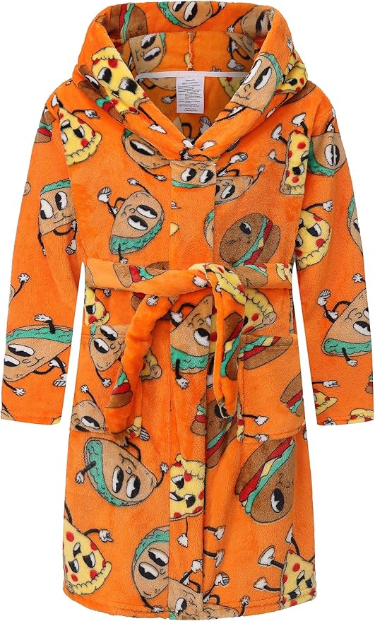 Kid Fleece Hooded Robes Girls Bathrobes Boys Soft Plush Sleepwear Toddler Fuzzy Pajamas