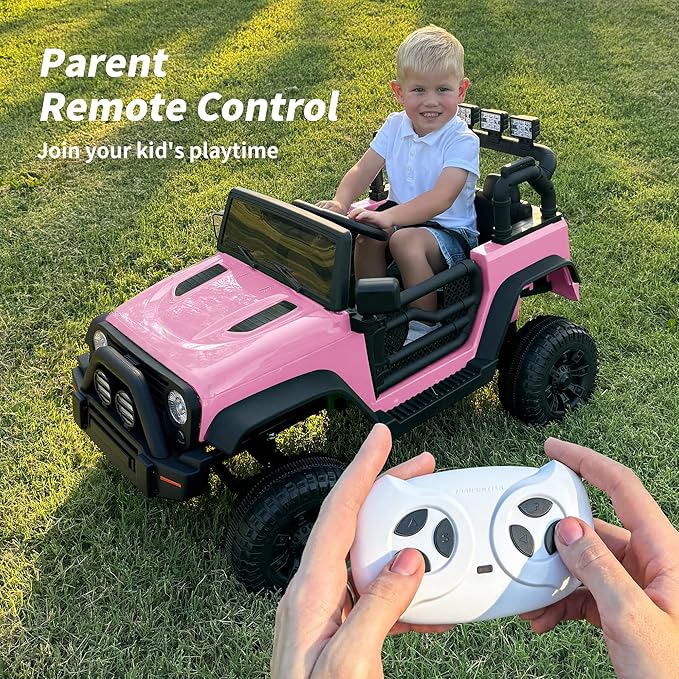 Kids Ride on Car Toy, 24V Electric Car for Kids with Remote Control, 2x200W Motors - Light Pink