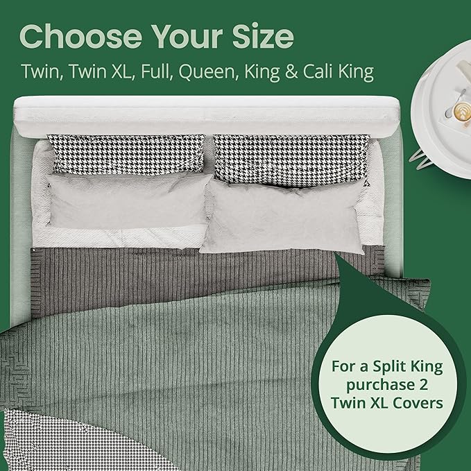 SafeRest Sleepure Waterproof Mattress Protector California King Size - Viscose Derived from Bamboo - Fitted with Stretchable Pockets - Machine Washable Cotton California King Mattress Cover for Bed