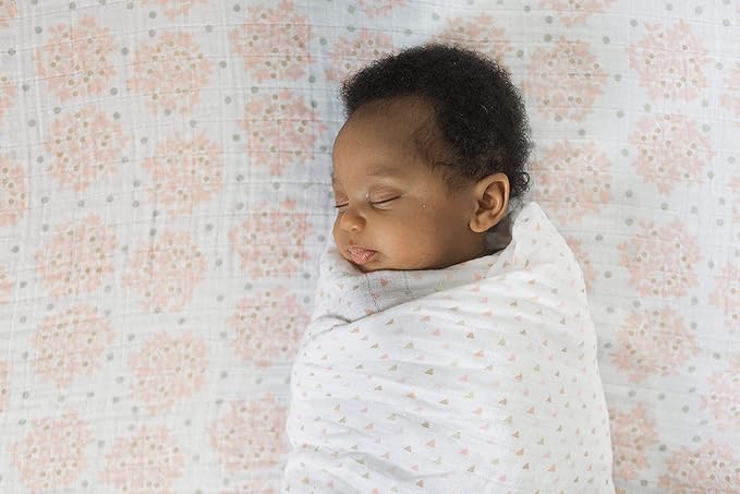 SwaddleDesigns Softest Cotton Muslin Fitted Crib Sheet, Toddler Sheet for Boys & Girls, Fits Standard Crib Mattress (28 x 52 inches), Pink Heavenly Floral