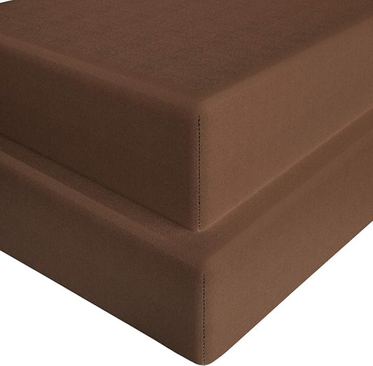 FLXXIE 2 Pack Microfiber Fitted Crib Sheets, Super Soft and Cozy Toddler Fitted Sheets for Standard Crib and Toddler Mattresses, 28x52, Brown