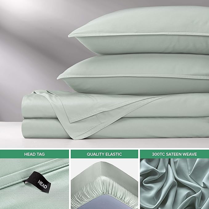 Pure Bamboo California King Sheets, Genuine 100% Organic Viscose Derived from Bamboo Bed Sheet Set, Soft & Cooling, Double Stitching, 2 Year Quality Promise (California King, Sea Glass)