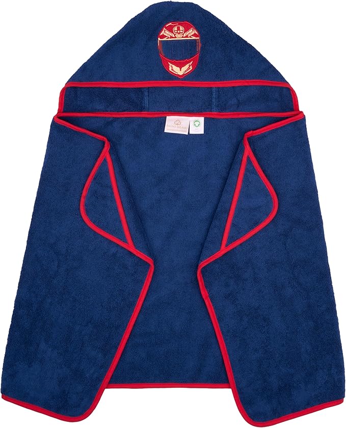 BAGNO MILANO Kids Organic Turkish Cotton Hooded Beach Cover-Up Towel, GOTS Certified, for Boys and Girls (Racer Navy, 24"x48"+8"/Hooded Towel)