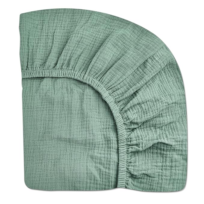 Crib Sheets for Boys Girl, Fitted Baby Toddler Bed Sheets 28" x 52", Neutral Muslin Cotton Crib Mattress Bedding Soft and Breathable Comfort (Roman Green)