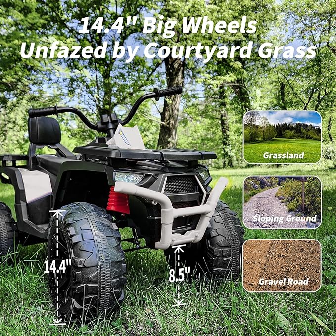 Kids ATV 4 Wheeler, 24V Ride On Toys Car for Big Kids with 400W Motor, 2 Seater - White