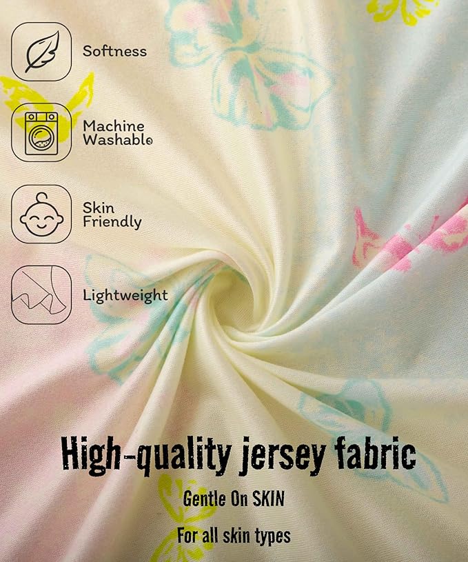 Jersey Butterfly Crib Sheets for Baby Girls,52”x28”x8, 2 Pack,Pink Cute Kawaii Standard Oval/Retangle Fitted Crib Sheets for Toddler,Super Soft Breathable