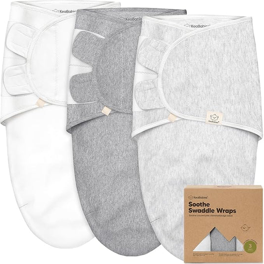 KeaBabies 3-Pack Organic Baby Swaddle Sleep Sacks - Swaddles for Newborns, Infant 0-3 Months, Baby Girls, Boys, Soft & Snug Newborn Sleep Sack, Nursery Swaddling Blankets (Cloud, XS)