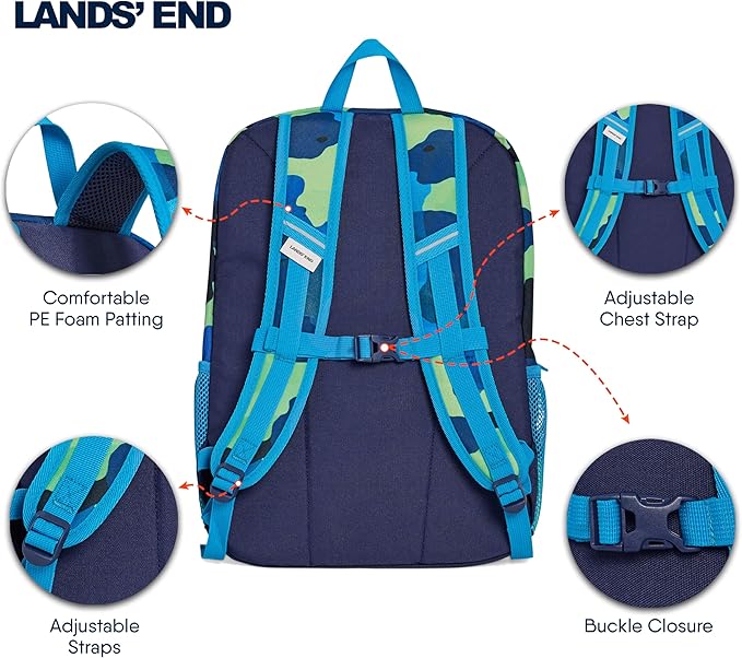 Lands' End Unisex Kids Medium ClassMate Lightweight Durable Elementary School Backpack, Nicci