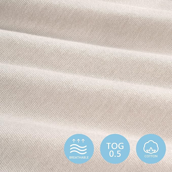 TILLYOU 2 Pack Baby Sleep Sack 12-18 Months 100% Cotton Wearable Blanket 0.5 TOG Sleeveless Summer Sleep Sacks with 2-Way Zipper, Happy Forrest & Nude