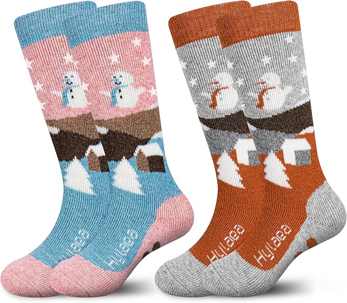 Hylaea Merino Wool Ski Socks Kids, Knee-high Warm Thermal Snowboard Skating Socks for Boys Girls Toddler