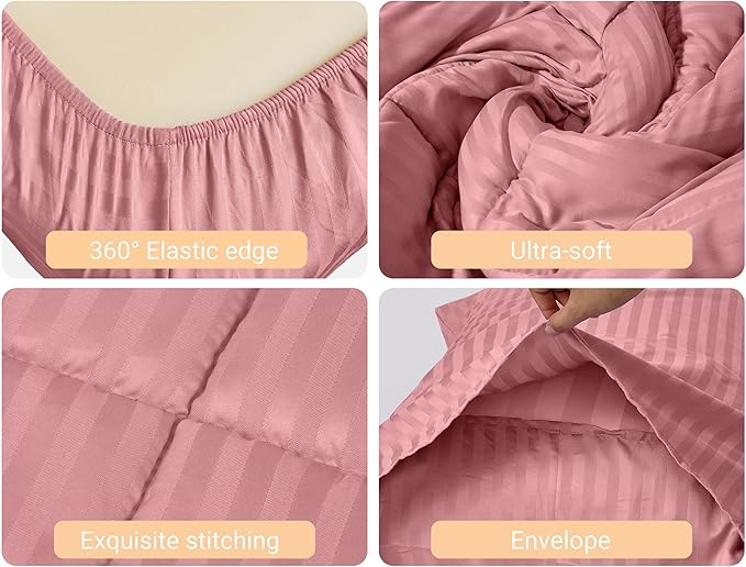 ZPECC Toddler Bedding Set - 4 Piece Hypoallergenic Baby Crib Bedding Set for Boys and Girls, Includes Toddler Comforter, Flat Sheet, Fitted Sheet and Pillowcase, Dusty Rose
