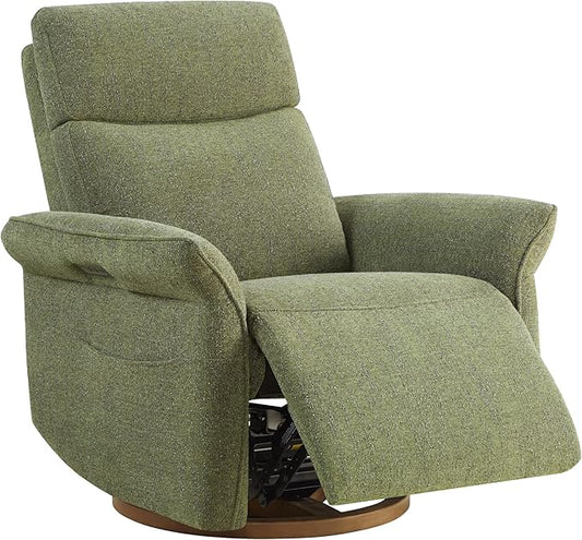 CHITA Power Recliner Chair, Electric Triple-Motor Swivel Glider Nursery Rocking Chair with Adjustable Power Headrest and Lumbar Support, Solid Wood Base, Forest Green