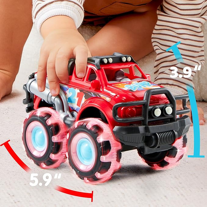 3Pack Monster Truck Toy - Toy Truck with Flashing LED Wheels - Light-Up Cars for Toddlers - Christmas Birthday Gift for Boys Girls - Friction-Powered