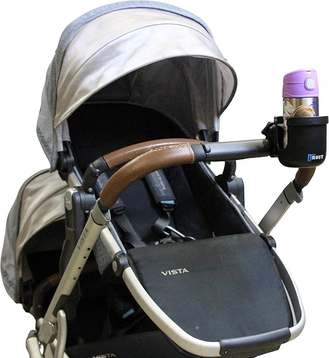 W4W Universal Stroller Cup Holder – Mega Strength Adjustable Clamp fits on Any Bike, Walker, Wheel Chair, Car – Large Adjustable Drink Holder fits Any Size Cup, Water Bottle, Can etc.