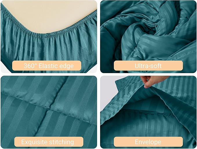 ZPECC Toddler Bedding Set - 4 Piece Hypoallergenic Baby Crib Bedding Set for Boys and Girls, Includes Toddler Comforter, Flat Sheet, Fitted Sheet and Pillowcase, Teal