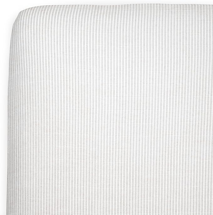 Little Unicorn 100% Natural Organic Cotton Muslin Crib Sheets | Breathable, Naturally Soft Fabric (Sand Stripe)