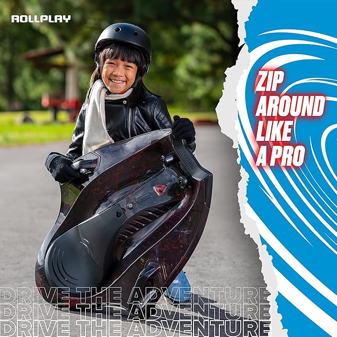 Rollplay Nighthawk Electric Ride On Toy for Ages 6 & Up with 12V 7AH Rechargeable Battery, Side Handlebars for Steering, Tall Rear Safety Flag, and a Top Speed of 6.5 MPH, White