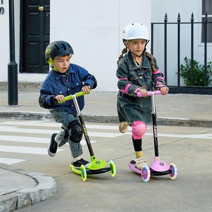 ZIFFY Multicolor 3 Wheel Scooter for Kids 3-5, Toddler Kick Scooters with LED Light-Up Wheels for Boys and Girls, 5 Adjustable Height and Lean-to-Steer Design, Support up to 110 lbs by JOVA