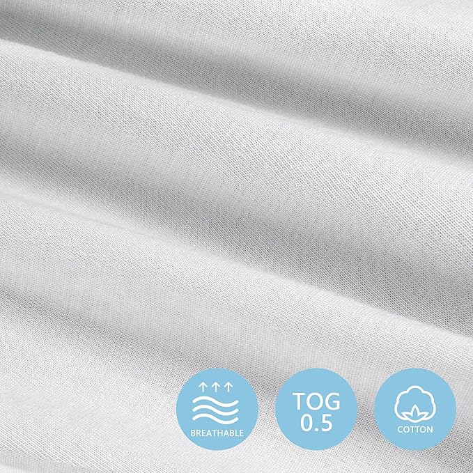 TILLYOU 2 Pack Baby Sleep Sack 12-18 Months 100% Cotton Wearable Blanket 0.5 TOG Sleeveless Summer Sleep Sacks with 2-Way Zipper, Bear Forest & Grey