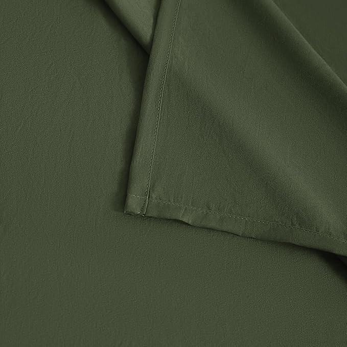FLXXIE 4 Pieces Toddler Bedding Set, Soft and Breathable Microfiber Crib Sheet Set, Includes Quilted Comforter, Flat Top Sheet, Fitted Sheet, Envelope Pillow Case for Boys and Girls, Olive
