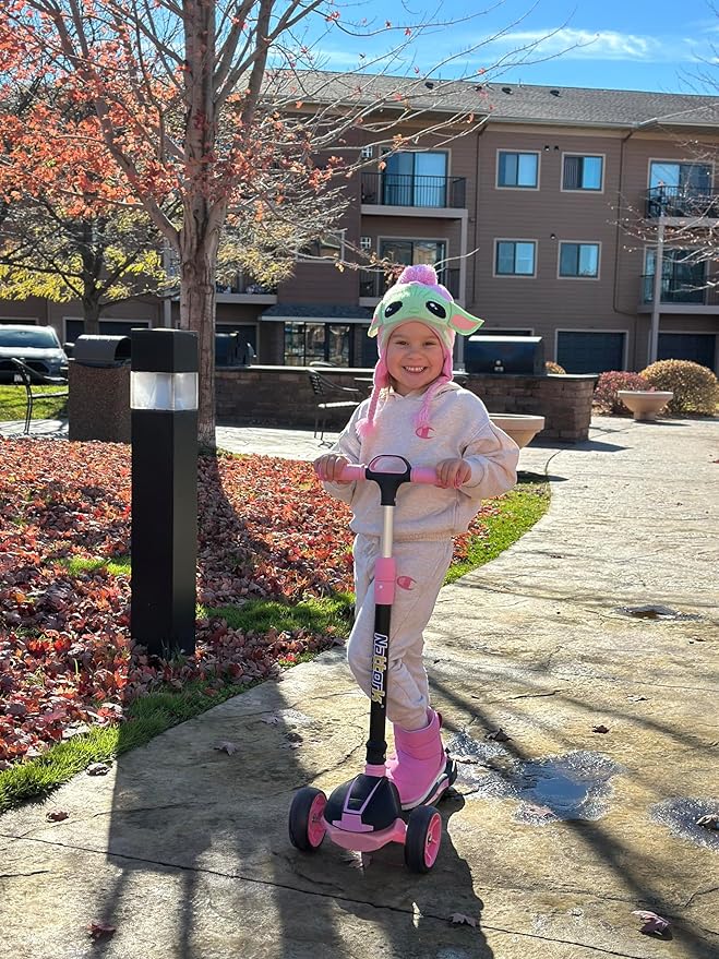 Nattork Kids Scooter for Age 3-8, Toddler Scooter with 4 Adjustable Height for Boys & Girls, Light Up 3-Wheels Foldable Kick Scooter, Lean to Steer, 120LB Weight Capacity