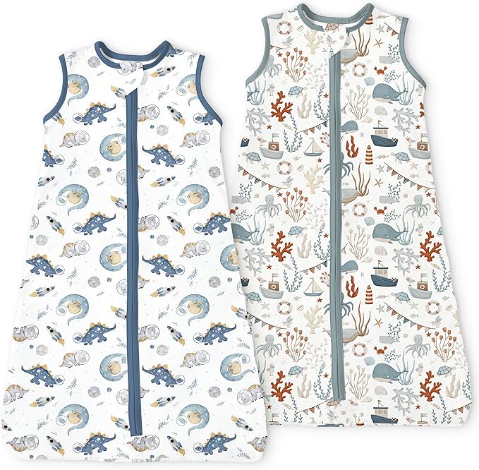 Toddler Sleep Sacks 2T-3T-4T, 0.5 TOG Light Summer Wearable Blankets, Extra Long XL Sleeping Bags, 2 Pack