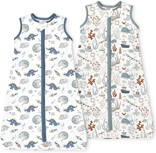 Toddler Sleep Sacks 2T-3T-4T, 0.5 TOG Light Summer Wearable Blankets, Extra Long XL Sleeping Bags, 2 Pack