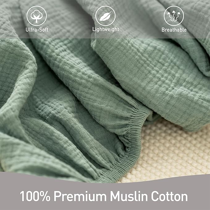 Muslin Bassinet Fitted Sheets, 2 Pack for Baby Boy and Girl, Soft Breathable Stretchy Baby Pad/Mattress Sheet Set, Universal Fit for Hourglass Oval and Rectangle Bassinet Mattress (Bright Leaves)