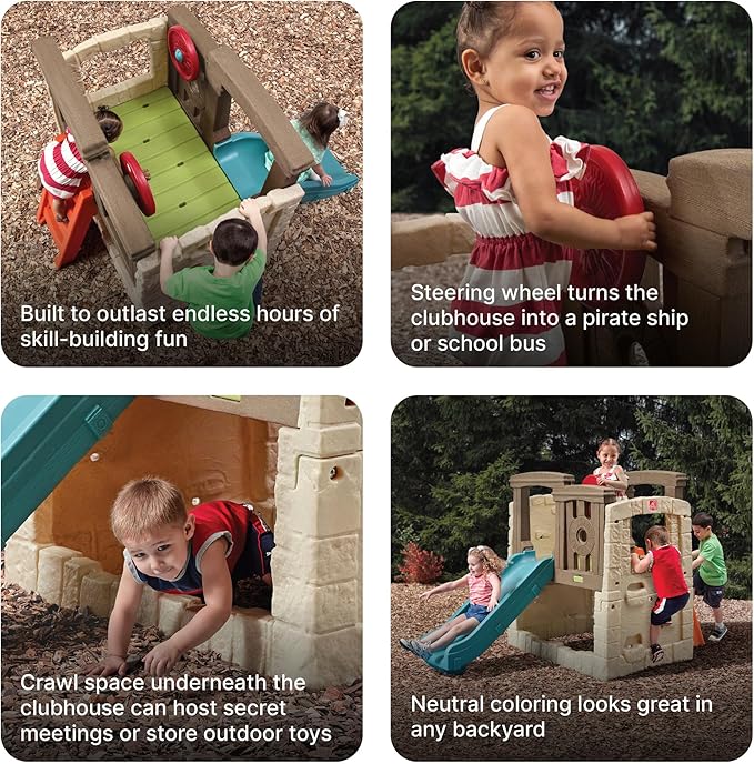 Step2 Woodland Climber II Kids Playset, Ages 2 –6 Years Old, Toddler Slide and Climbing Wall, Outdoor Playground for Backyard, Sturdy Plastic Frame, Easy Set Up