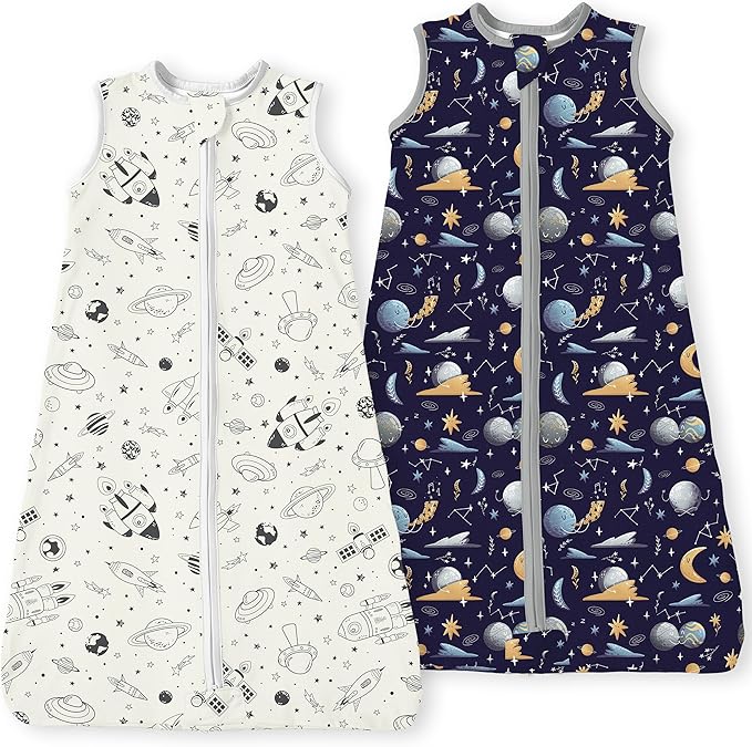 Toddler Sleep Sacks 2T-3T-4T, 0.5 TOG Light Summer Wearable Blankets, Extra Long XL Sleeping Bags, 2 Pack