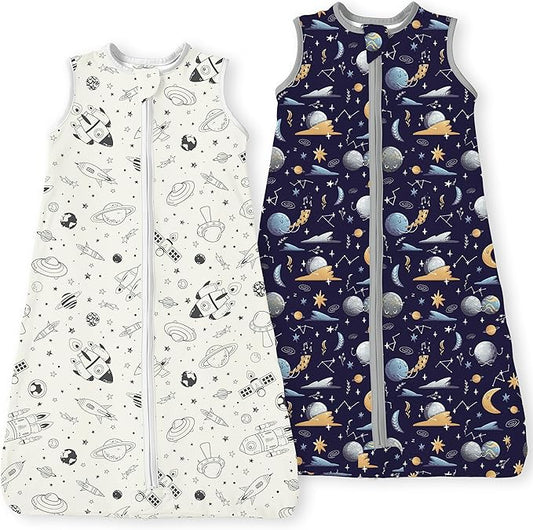 Toddler Sleep Sacks 2T-3T-4T, 0.5 TOG Light Summer Wearable Blankets, Extra Long XL Sleeping Bags, 2 Pack