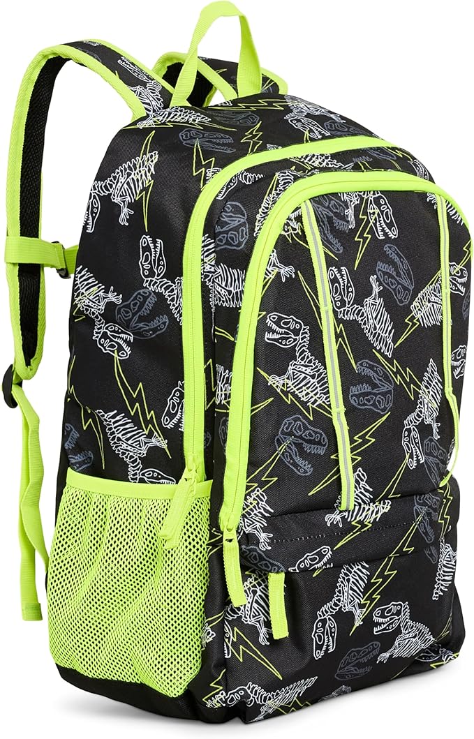 Lands' End Unisex Kids Large ClassMate Lightweight Durable Elementary School Backpack, Black Highlight