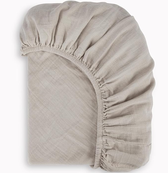 Bioweaves Organic Cotton Muslin Bassinet Sheet, GOTS Certified Extra Soft Fitted Sheet, Universal Fit for Oval Baby Bassinet Mattresses, 33" x 17", 4 Inch Pocket, Wind Chime