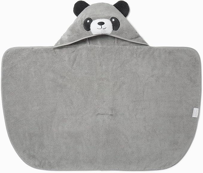 MORI Boys and Girls Hooded Panda Bath Towel in Grey - Unisex Kids Soft Blanket - Ultra Absorbent and Long Lasting - One Size