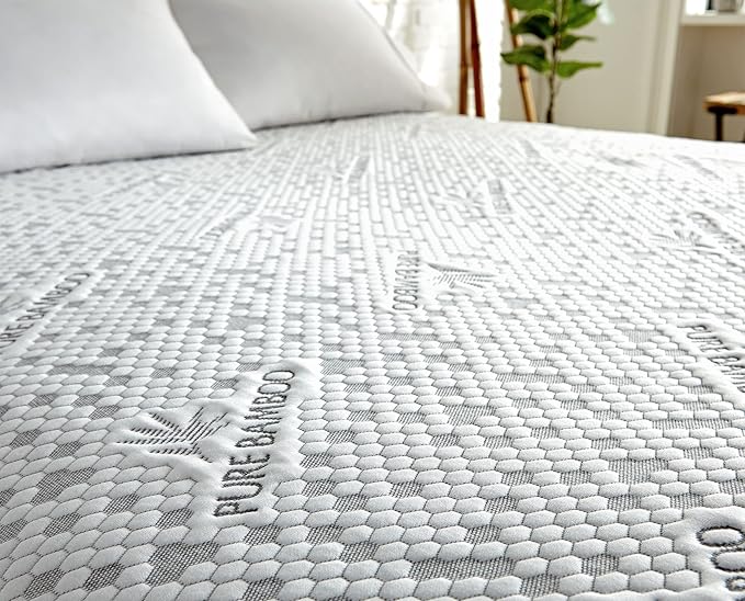 King Mattress Protector by PURE BAMBOO, Waterproof, Charcoal Fiber - Viscose Derived from Bamboo Charcoal Fiber, Mattress Cover Protects Against Moisture, Spills, Stains (King)