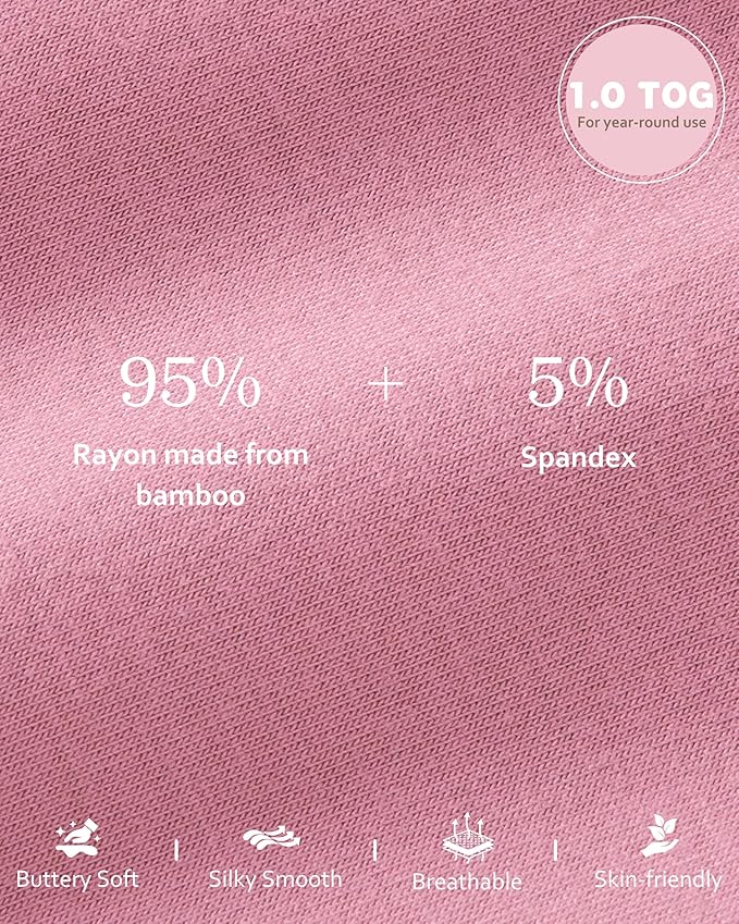 Rayon Made from Bamboo Baby Sleep Sack 12-18 Months, 1.0 Tog Baby Wearable Blanket, Soft Sleeping Bag for Infant Toddler Babies with 2-Way Zipper 2 Pack (Large) Pink Rainbow