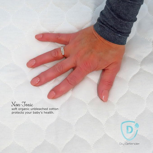 Organic, Cotton Quilted Pack 'n Play Size Fitted Mattress Pad Cover, Natural