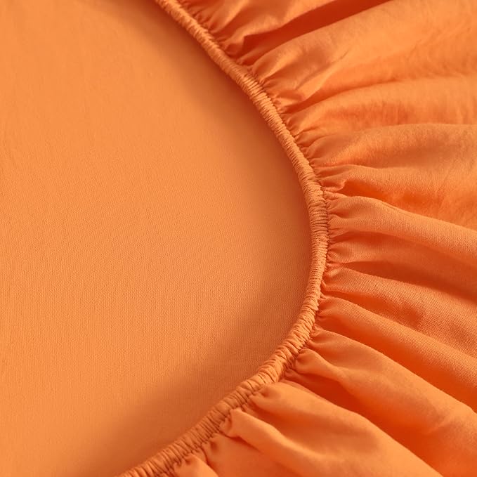 FLXXIE 4 Pieces Toddler Bedding Set, Soft and Breathable Microfiber Crib Sheet Set, Includes Quilted Comforter, Flat Top Sheet, Fitted Sheet, Envelope Pillow Case for Boys and Girls, Orange