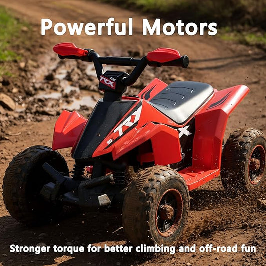 6V Kids Ride On ATV Quad for Boys & Girls, Battery Powered 4-Wheeler with Forward/Reverse, LED Lights, Built-in Music, Wide Seat, Plastic Wheels, Off-Road Style Electric Ride On Toy for Kids Ages 2–6